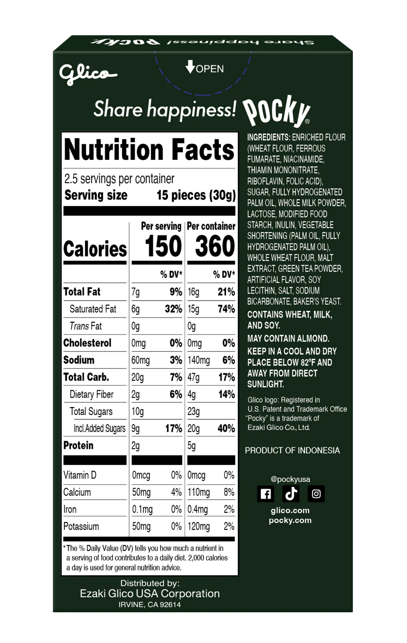 Pocky Matcha Green Tea 2.47 oz - Image 2